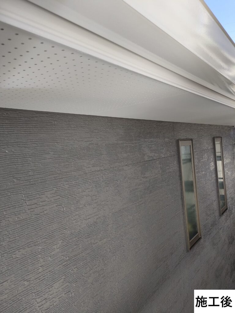 外壁施工後です。塗装前と比べ艶が復活しきれいに仕上がりました。